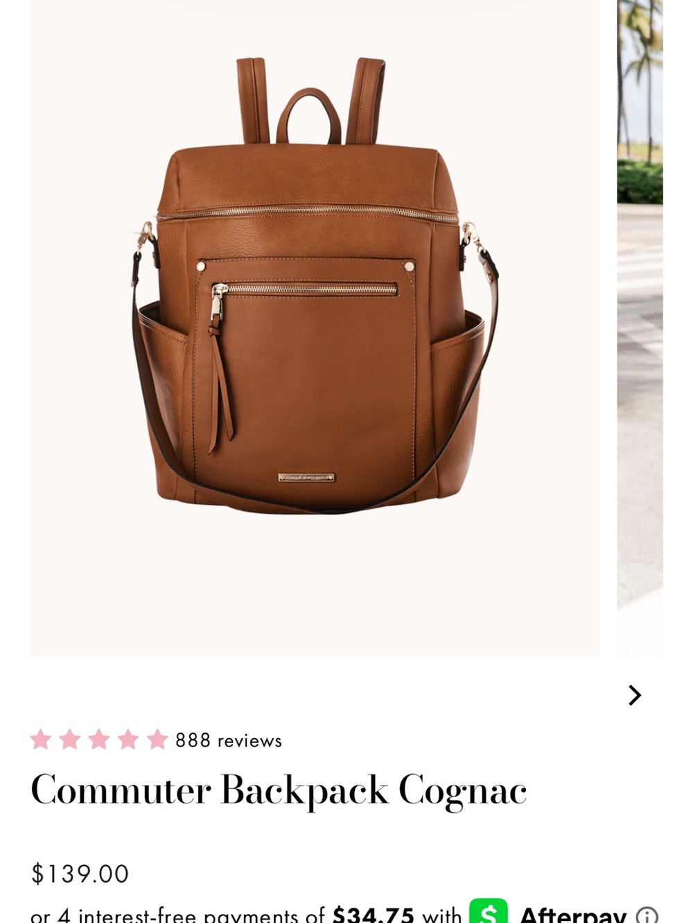 Poppy & Peonies Commuter Backpack- Cognac